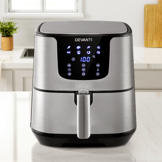 Devanti Air Fryer 7L LCD Fryers Stainless Steel-0