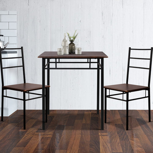 Artiss Dining Table And Chairs Set fo 3 Walnut-0