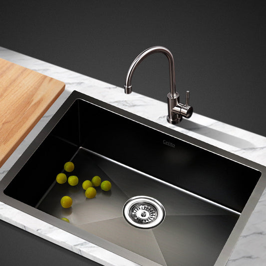 Cefito Kitchen Sink 60X45CM Stainless Steel Basin Single Bowl Black-0