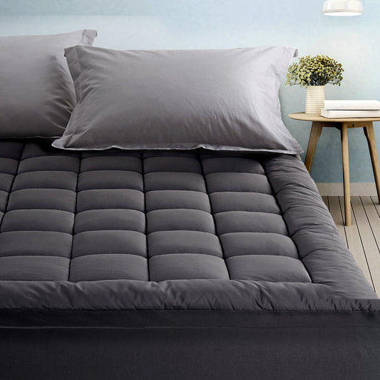 Giselle Bedding Mattress Topper Pillowtop Bamboo Charcoal King-0